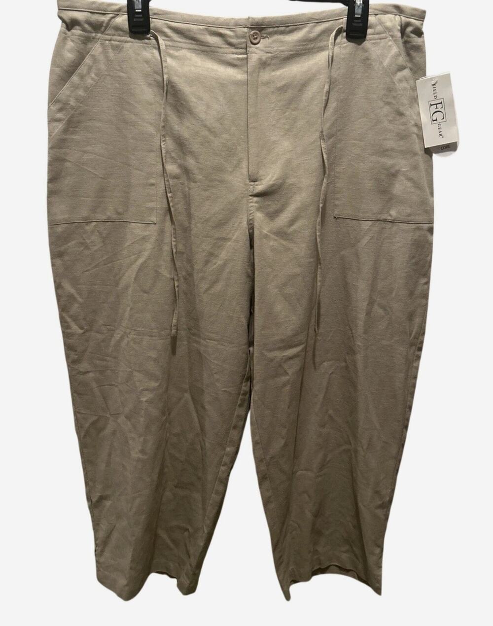 Field Gear Khaki Crop Pants Women’s Size 16 Beige Solid Color Draw String